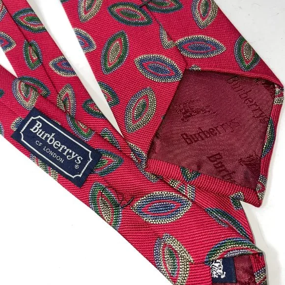 Vintage Burberrys of London 100% Silk Tie Hand Sewn USA Geometric Red Green Blue - Picture 11 of 11